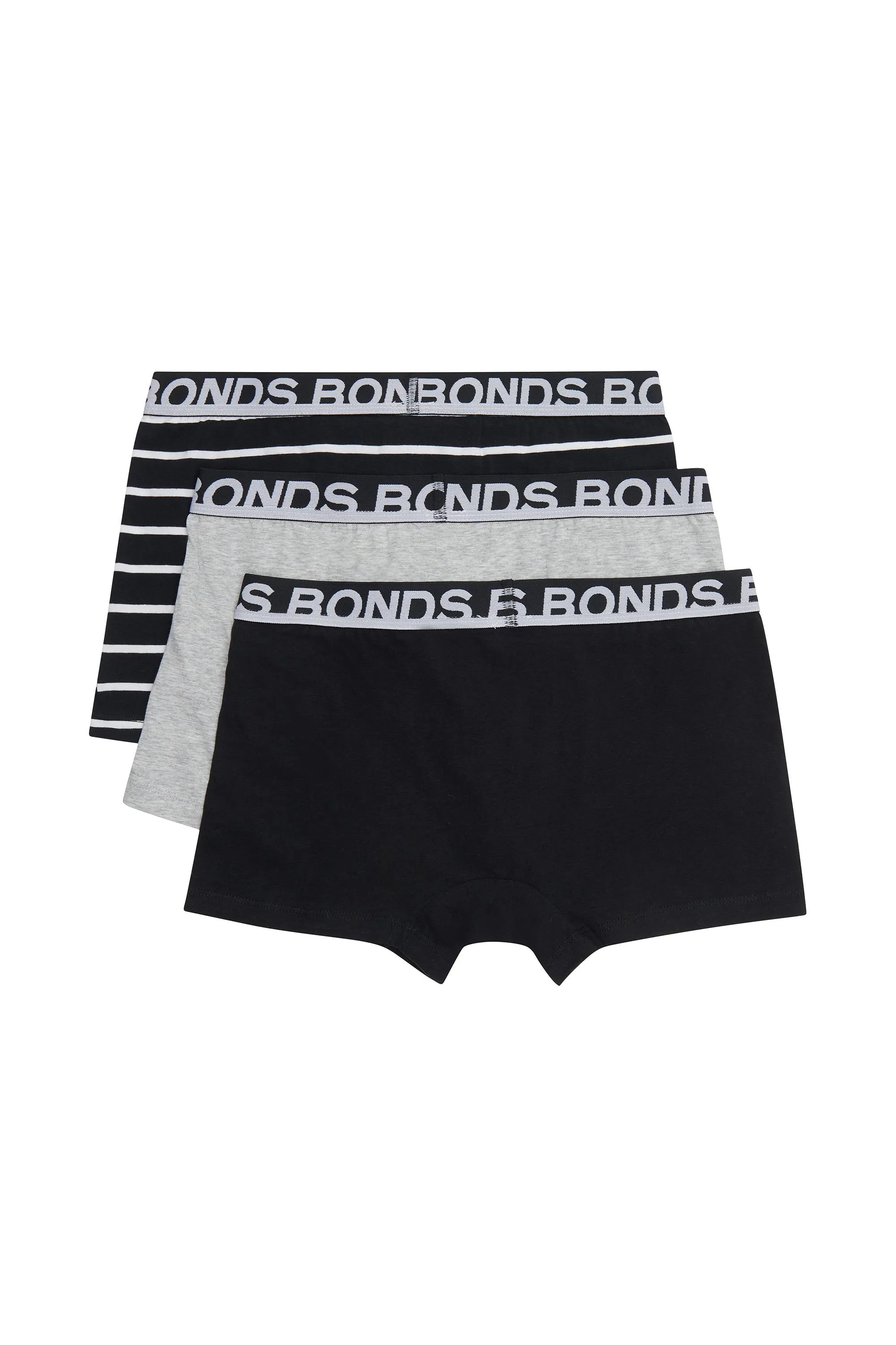 15 X Bonds Mens Everyday Trunks Underwear - Black Stripe/Grey/Black