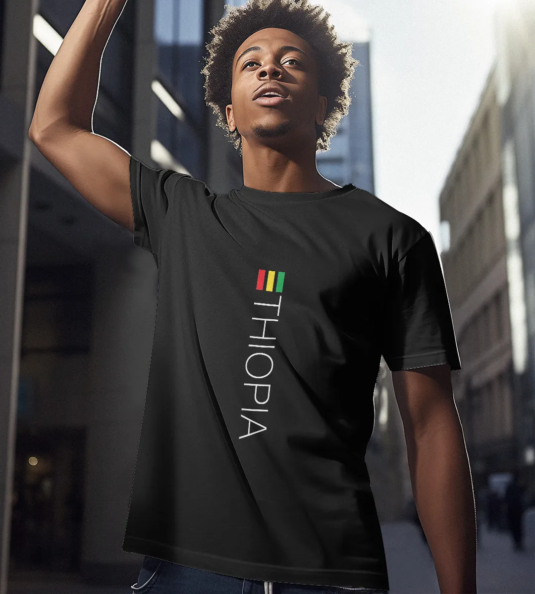 1sttheworld T-Shirt - Ethiopia T-Shirt Black A35