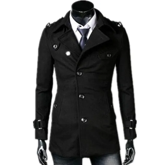 2018 autumn/winter fashion new men leisure single-breasted trench coat / Men's turn down collar long woolen jacket