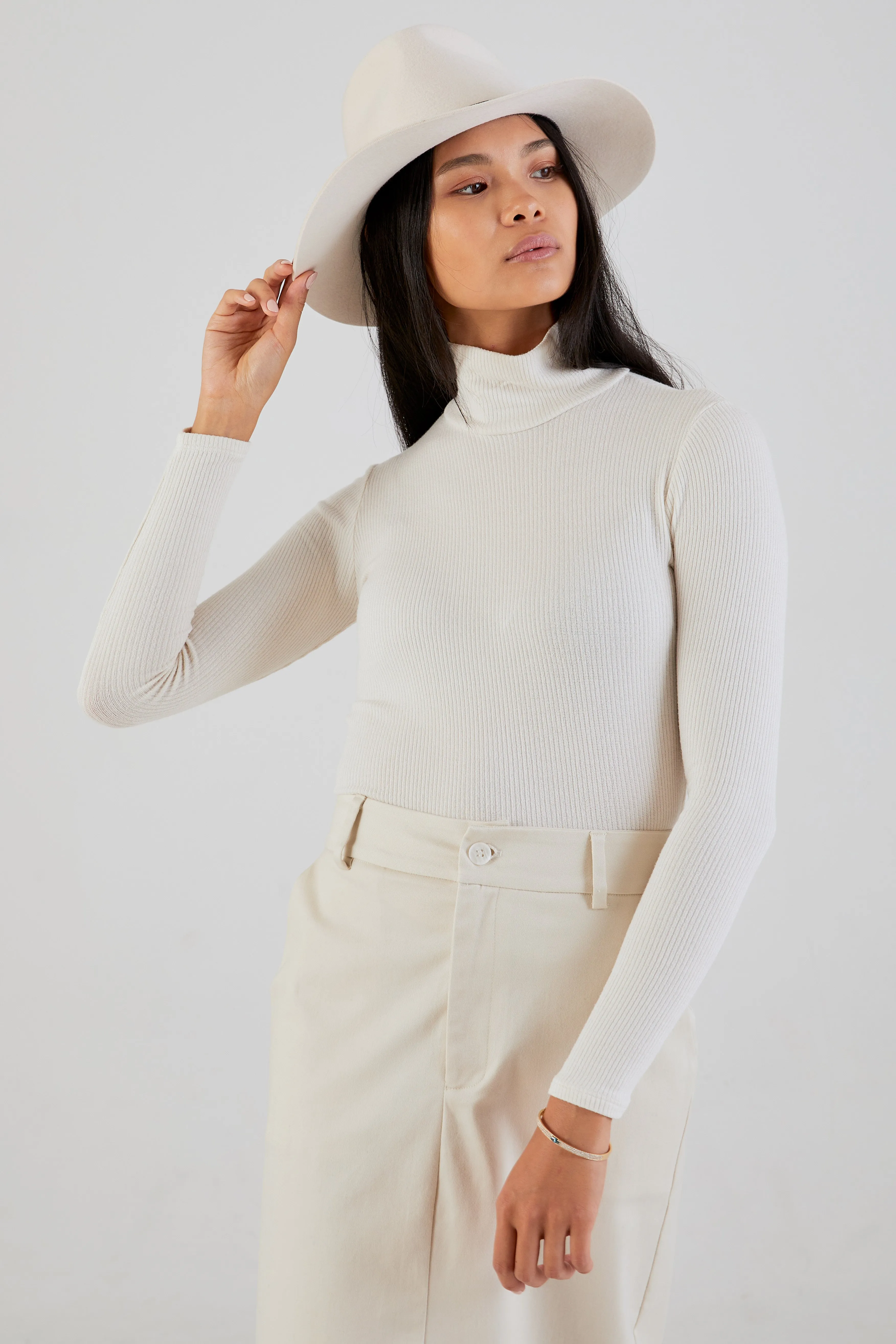 Archer Rib Turtleneck in Gardenia