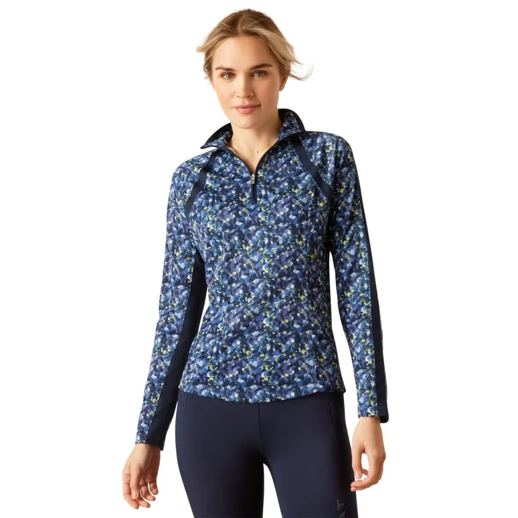 Ariat Ladies Sunstopper 3.0 1/4 Zip Baselayer Blue Scribble