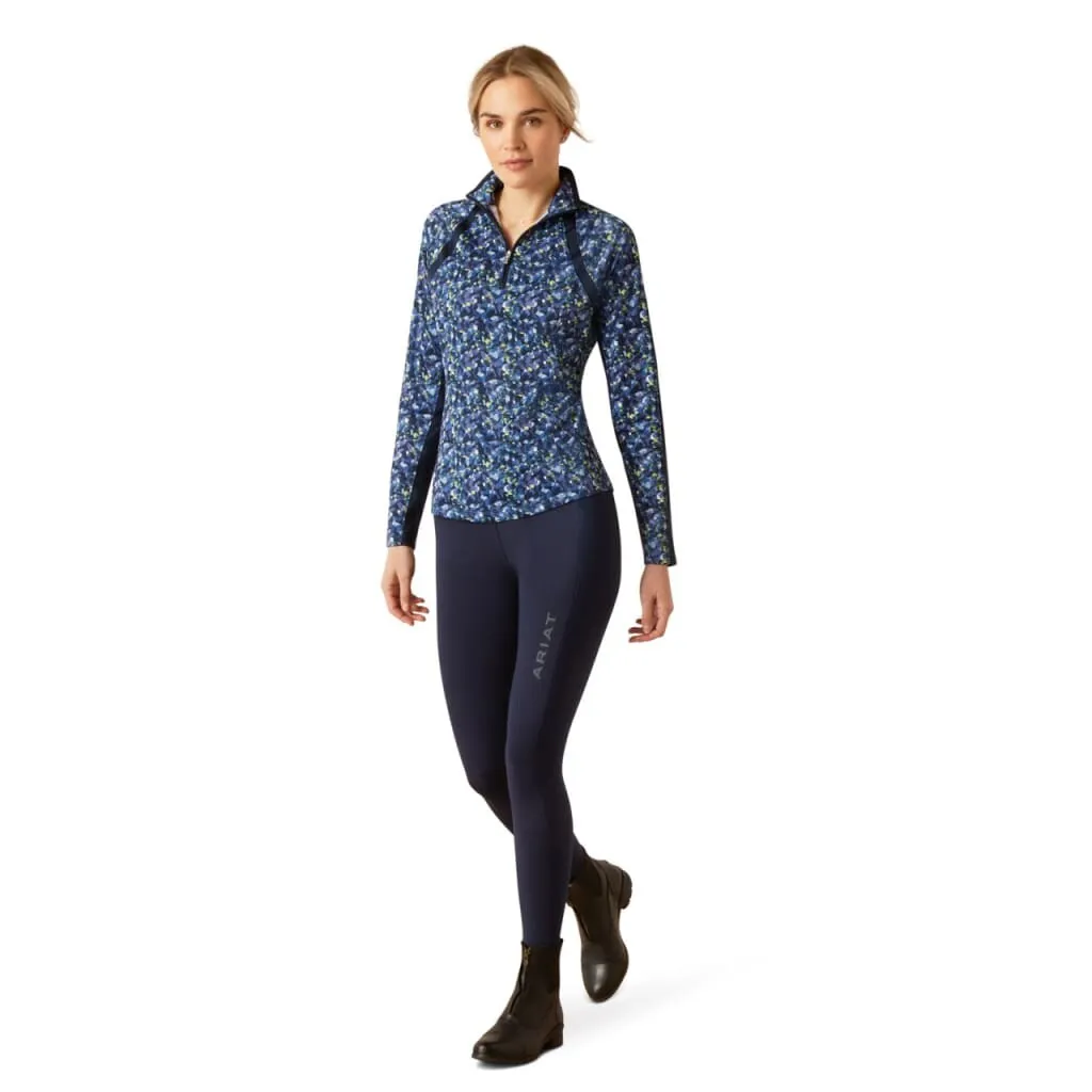 Ariat Ladies Sunstopper 3.0 1/4 Zip Baselayer Blue Scribble