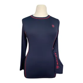 Ariat TEK Heat Series Long Sleeve Baselayer in Navy w/Red - Women's Large