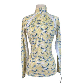 AriatTEK Sunstopper 2.0 1/4 Zip Baselayer in Yellow Petals & Ponies - Women's XSXS