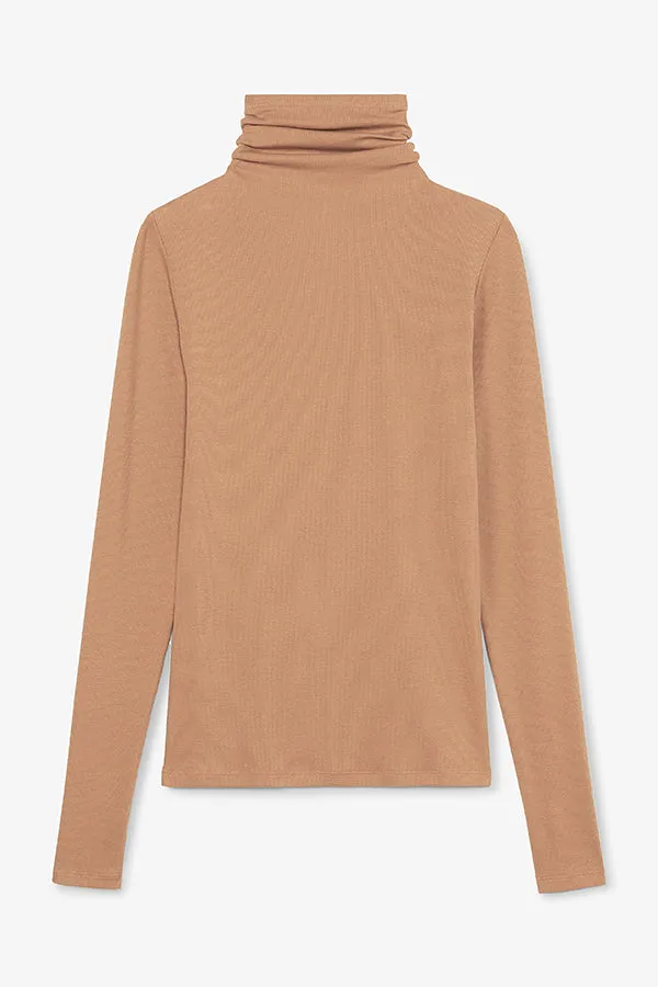 Axam Turtleneck - Ribbed Pima Cotton :: Camel