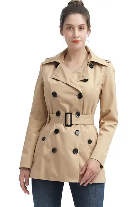 BGSD Women Evelyn Waterproof Classic Hooded Short Trench Coat