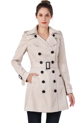 BGSD Women Leah Waterproof Hooded Mid Length Trench Coat