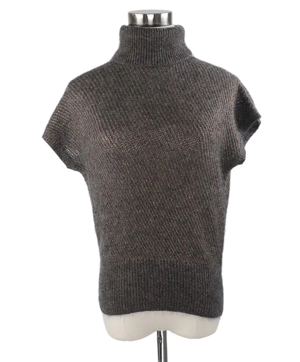 Brunello Cucinelli Grey & Bronze Mohair Turtleneck Sweater sz 4