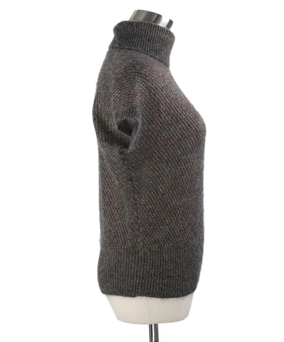 Brunello Cucinelli Grey & Bronze Mohair Turtleneck Sweater sz 4