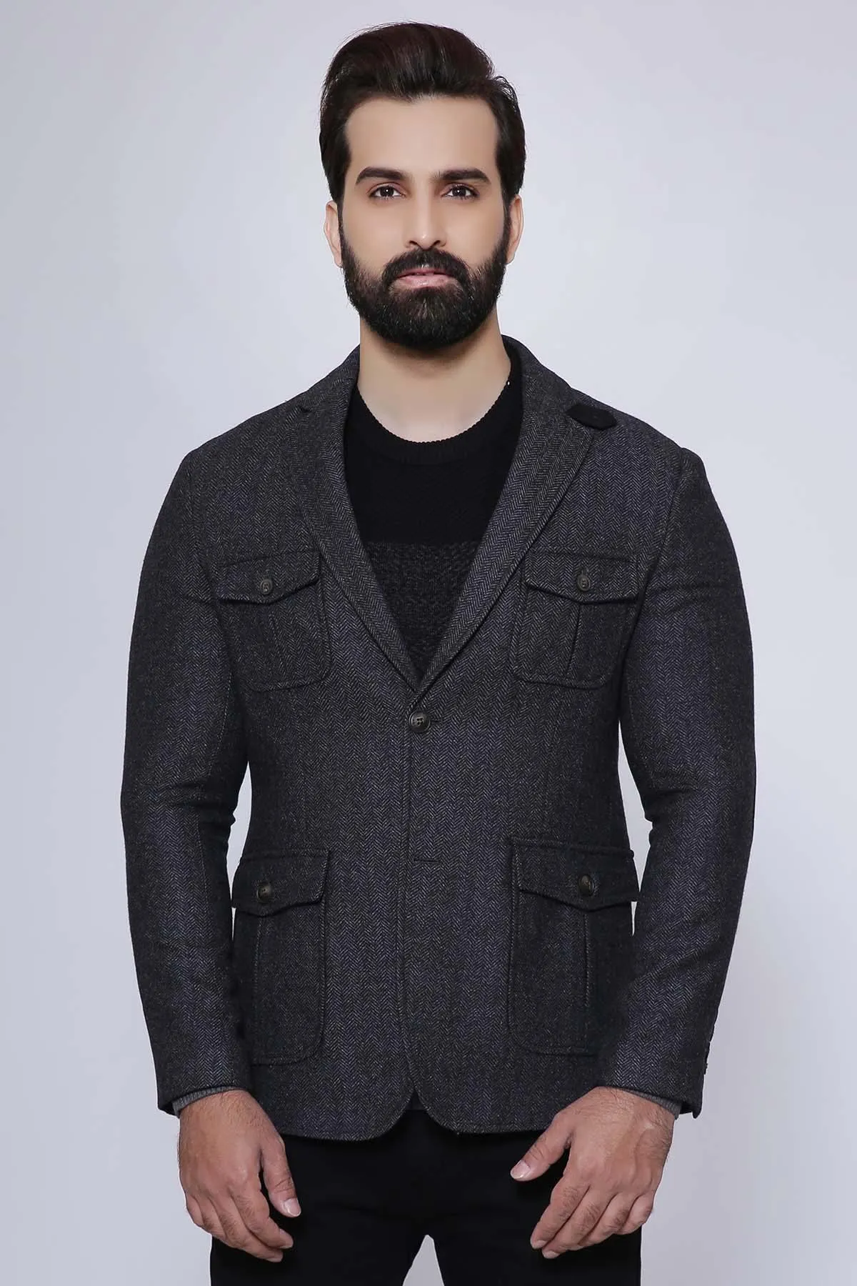 CASUAL COAT SLIM FIT CHARCOAL