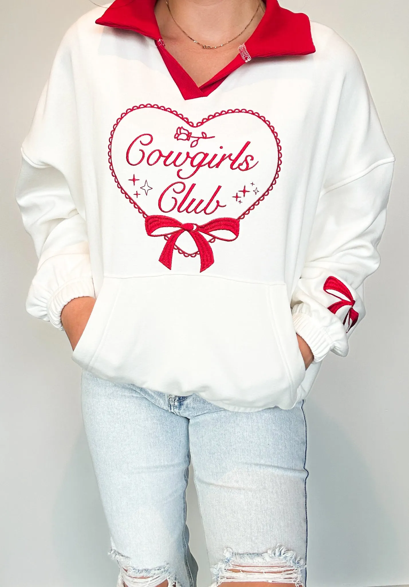 Cowgirls Club Embroidered Pullover