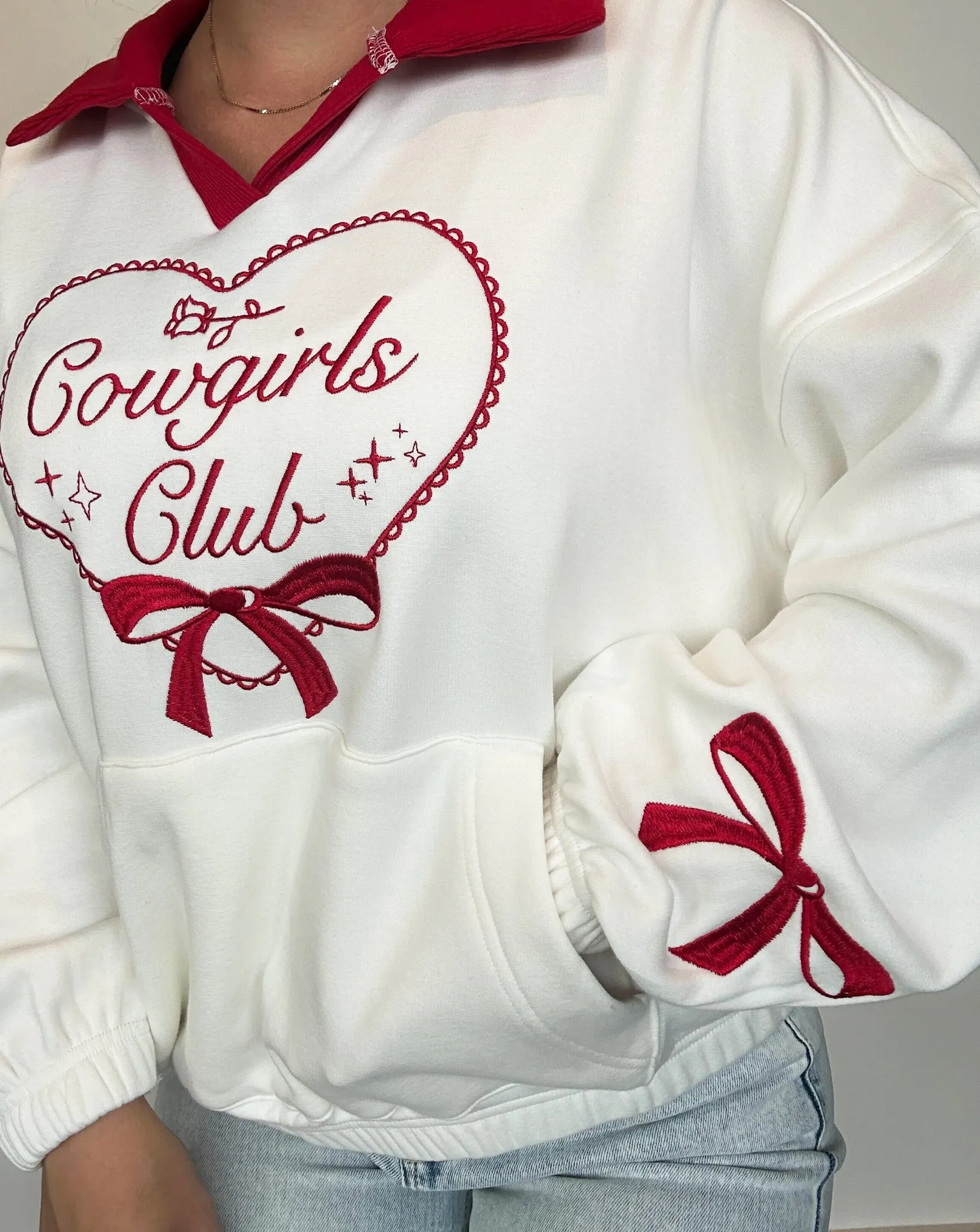 Cowgirls Club Embroidered Pullover