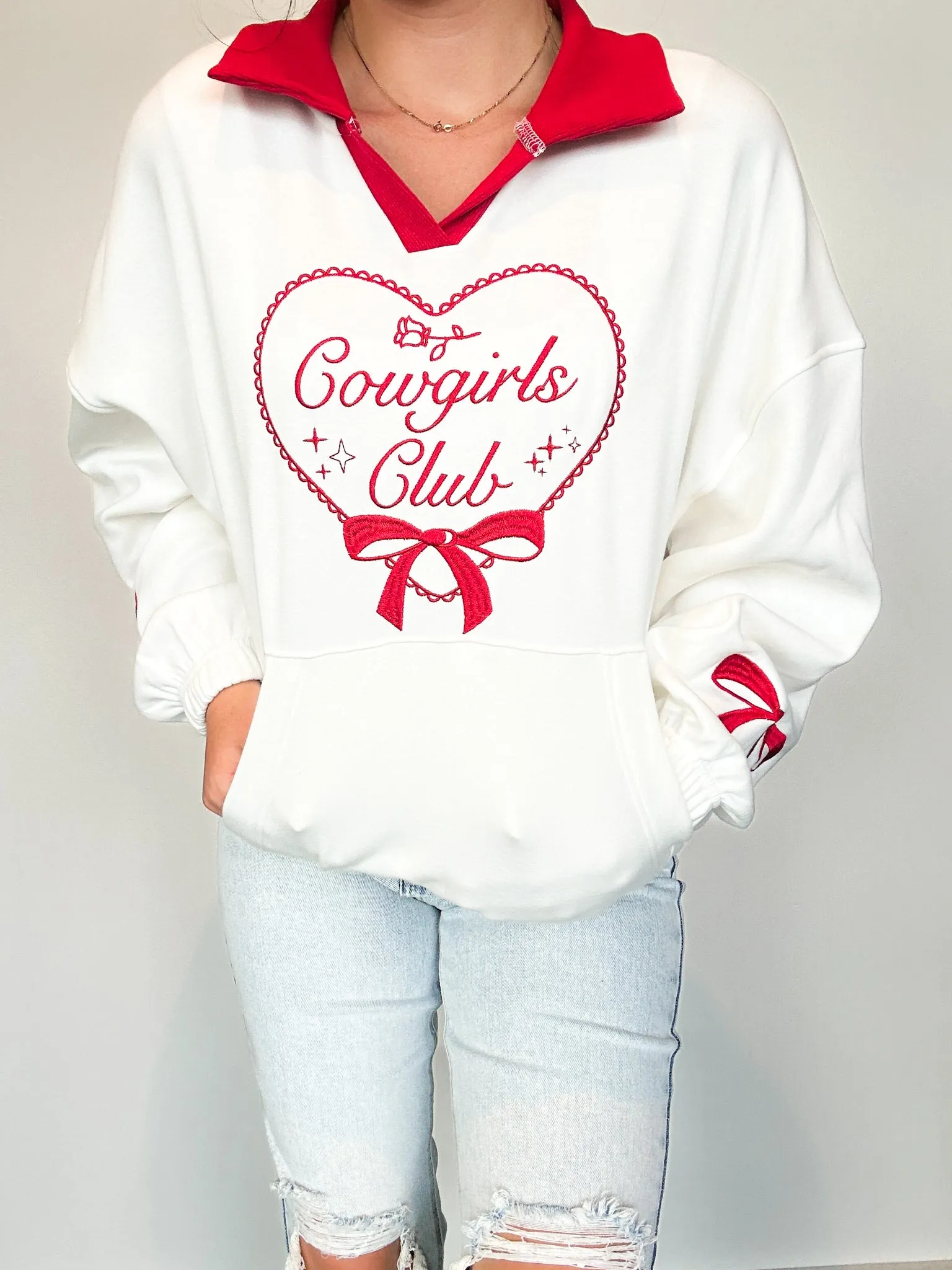 Cowgirls Club Embroidered Pullover