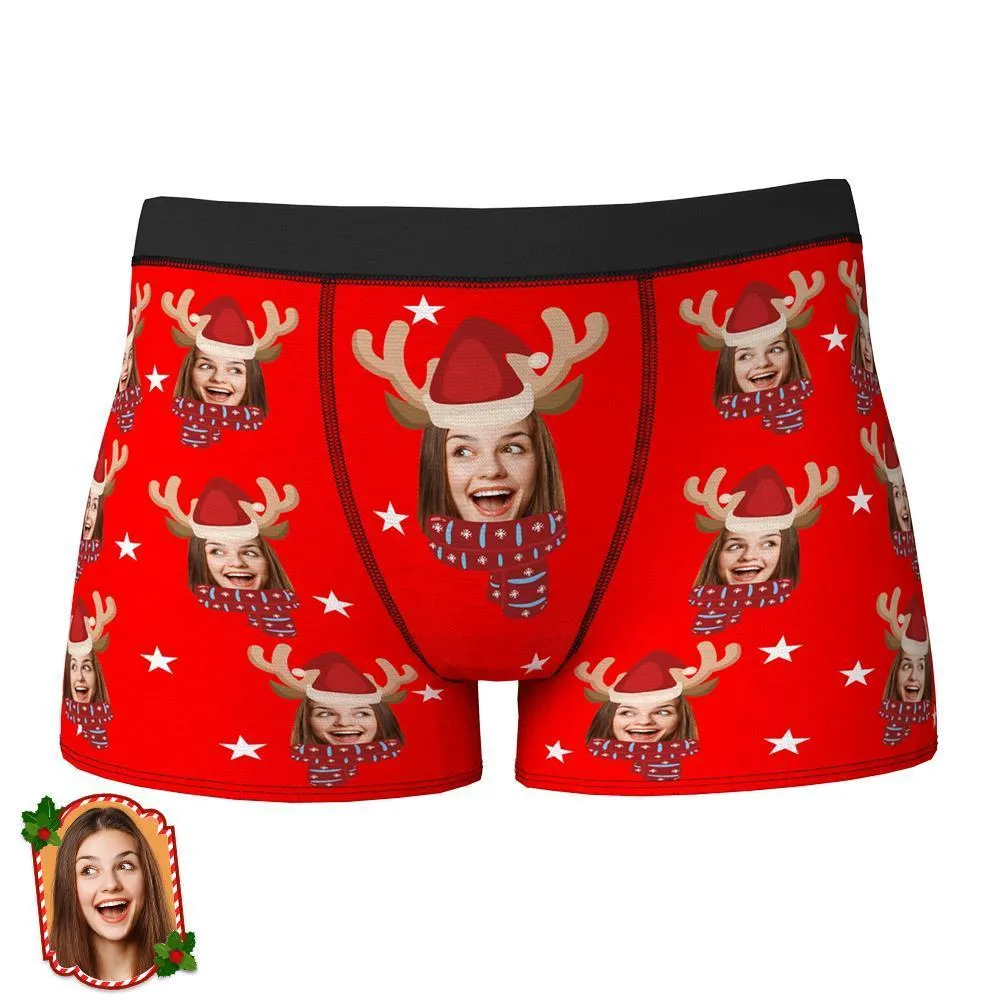 Custom Christmas Face Boxers Personalised Funny Naughty Underwear Christmas Gift For Boyfriend