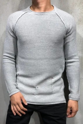 Destroyed Pullover Grau 7026