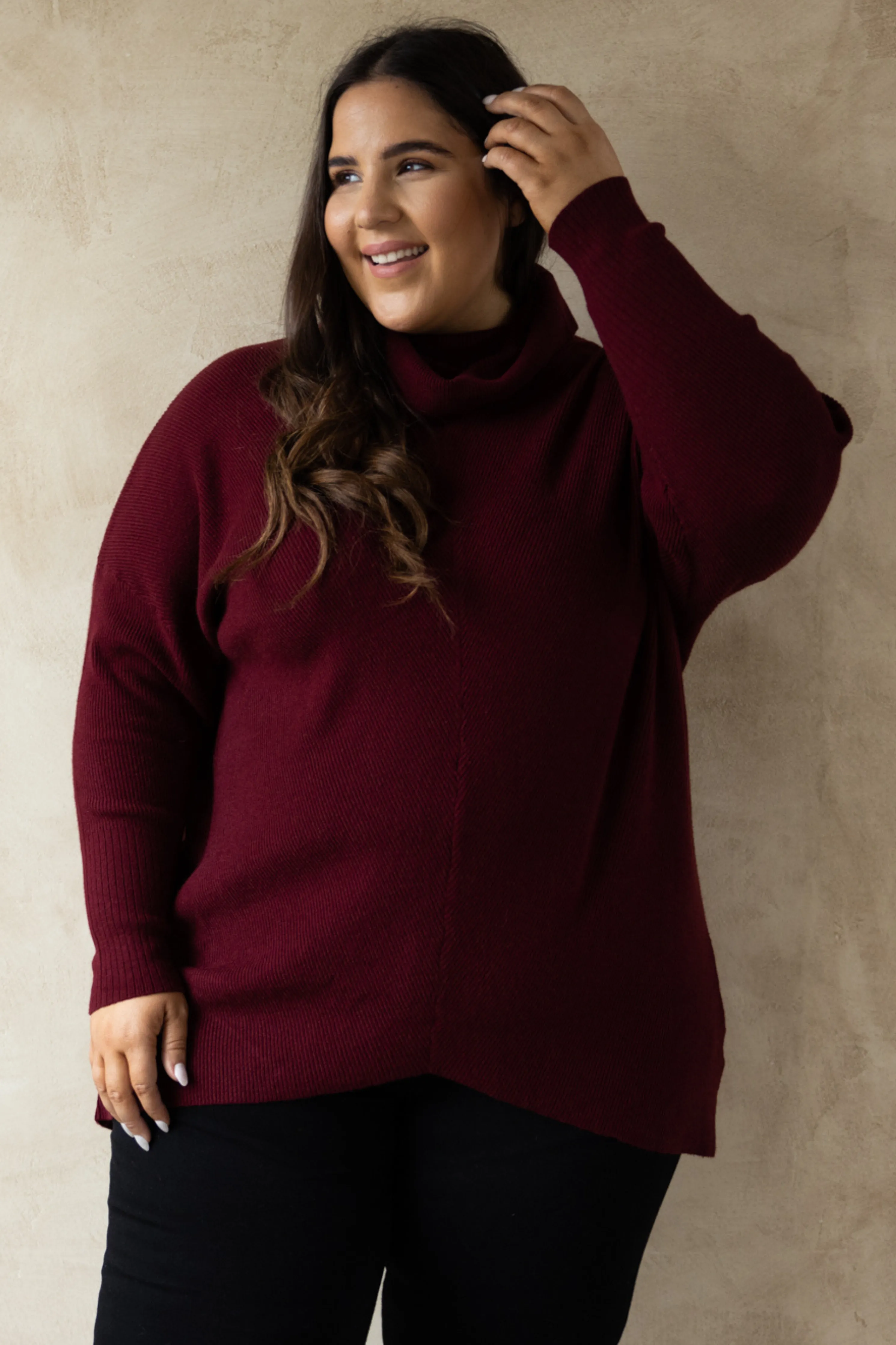 FINAL SALE Knitted Turtleneck in Burgundy