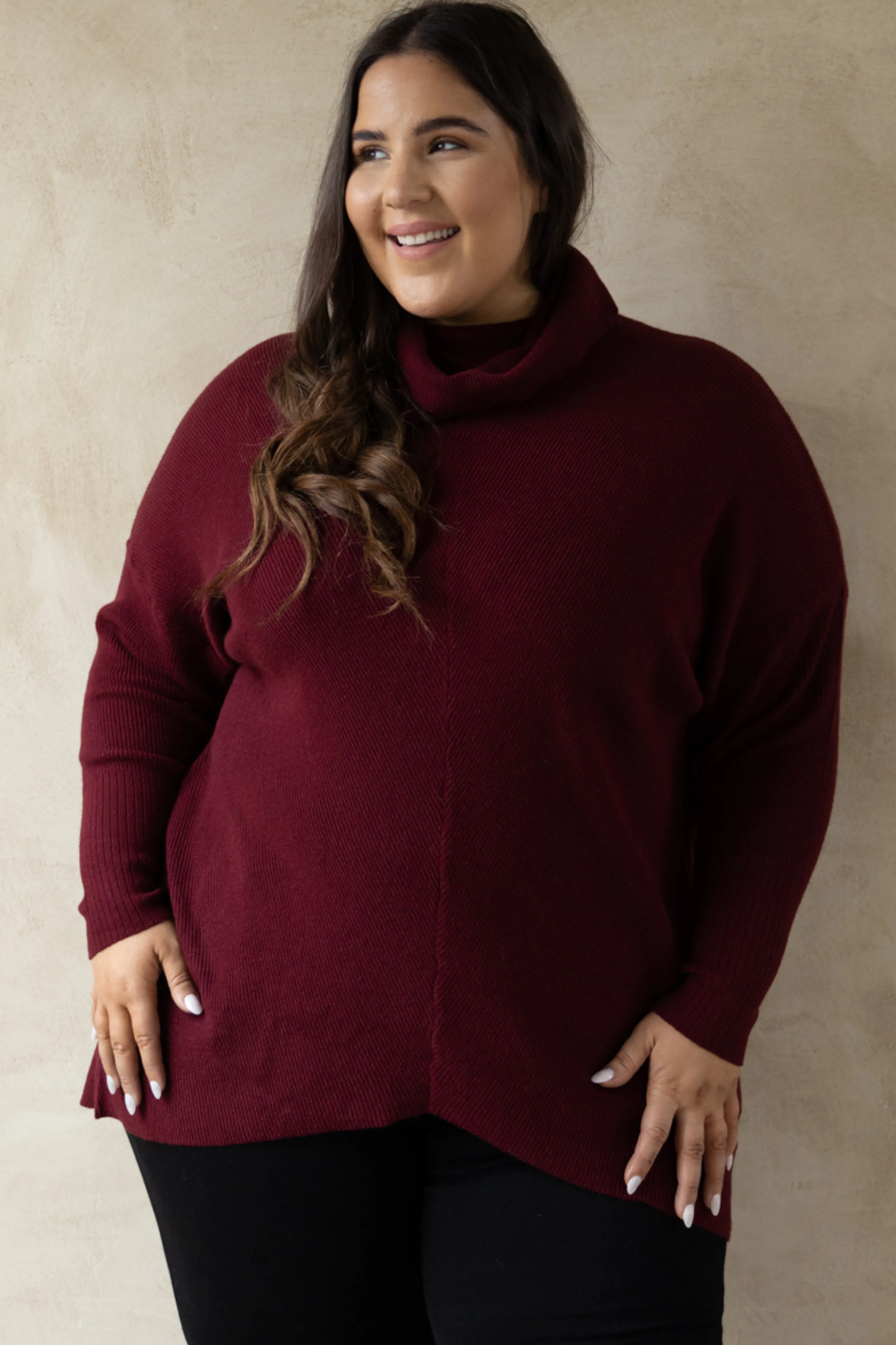 FINAL SALE Knitted Turtleneck in Burgundy