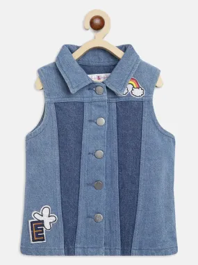 Girls Blue Denim Waist Coat