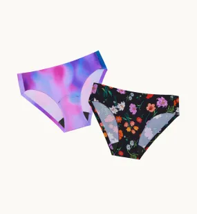 (Kit Item) Heavy Flow Super Leakproof Underwear Night Glow/Botanical 2-Pack | Bikini