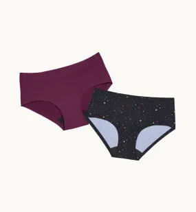 (Kit Item) Leakproof Underwear 6-Pack Lucky Star/Berry 2-Pack | Boyshort