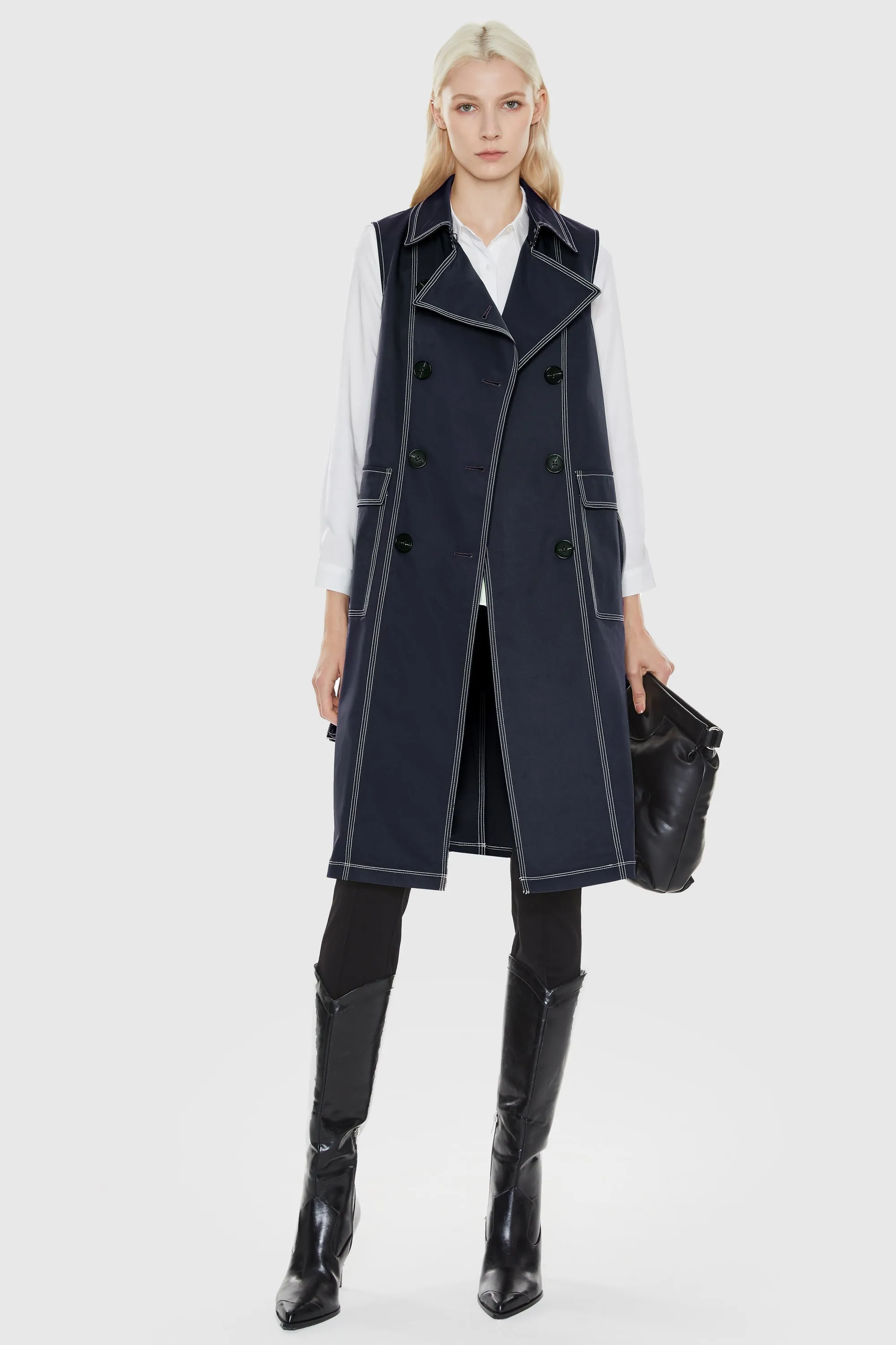 Long Vest Double-Breasted Trench Coat