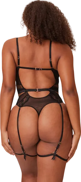 Lounge Underwear Black Priya Bodysuit UK S