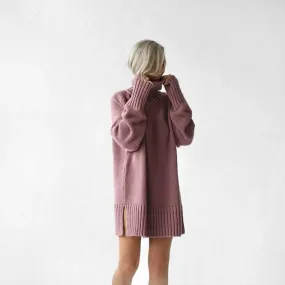 Mauve recycled cotton turtleneck sweater by Seaside Tones