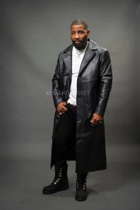 Men's Leather Unnameable Trench Coat [Black]