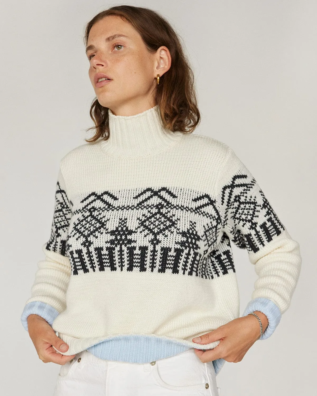 Pasaka: White Merino Wool Turtleneck