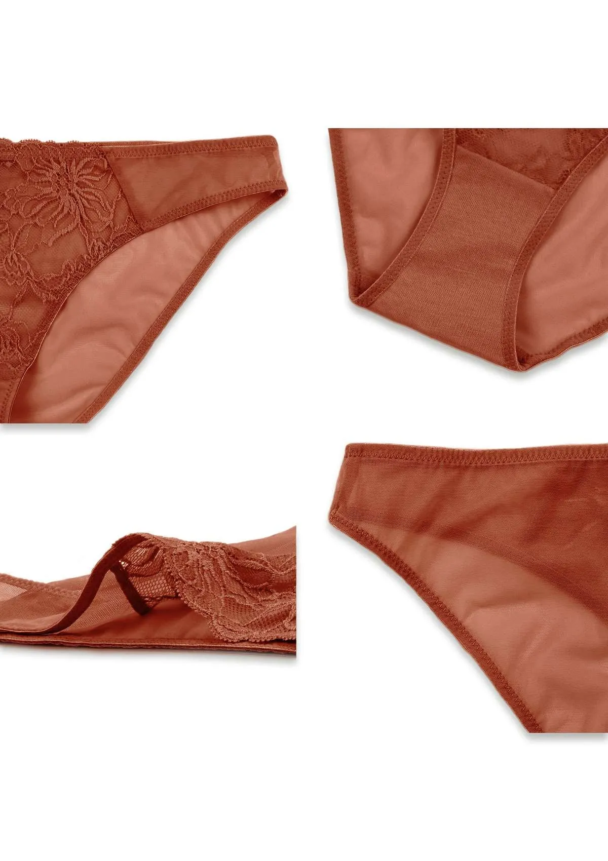 Pretty In Petals Copper Red Lace Bikini Underwear