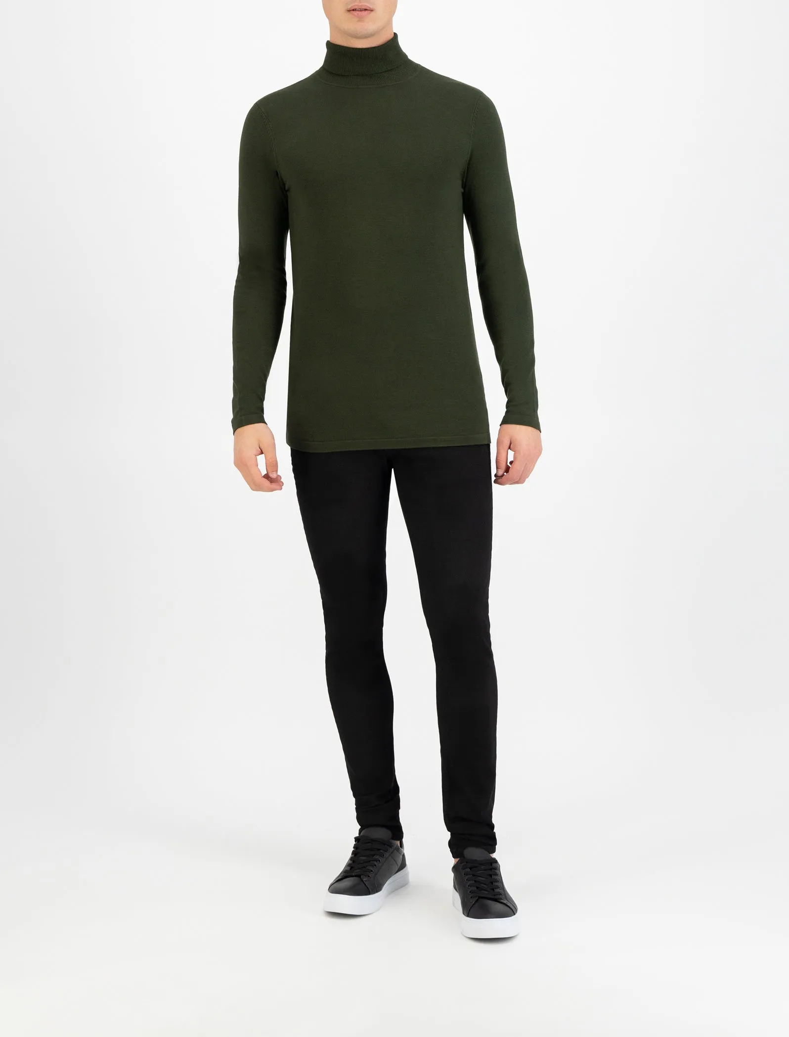 Purewhite Essential Knit Turtleneck Army Groen