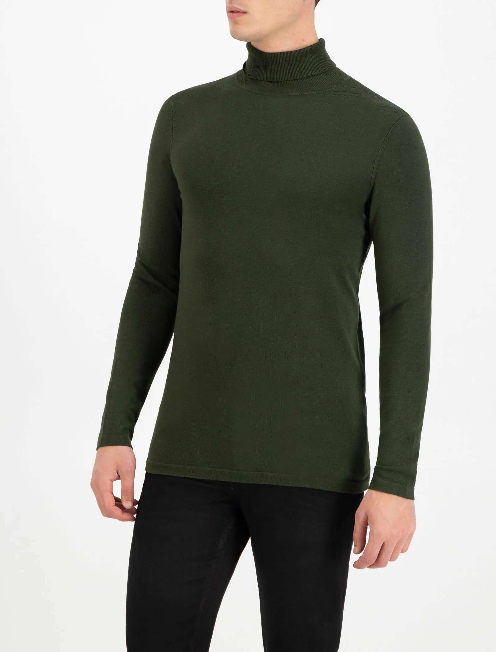 Purewhite Essential Knit Turtleneck Army Groen