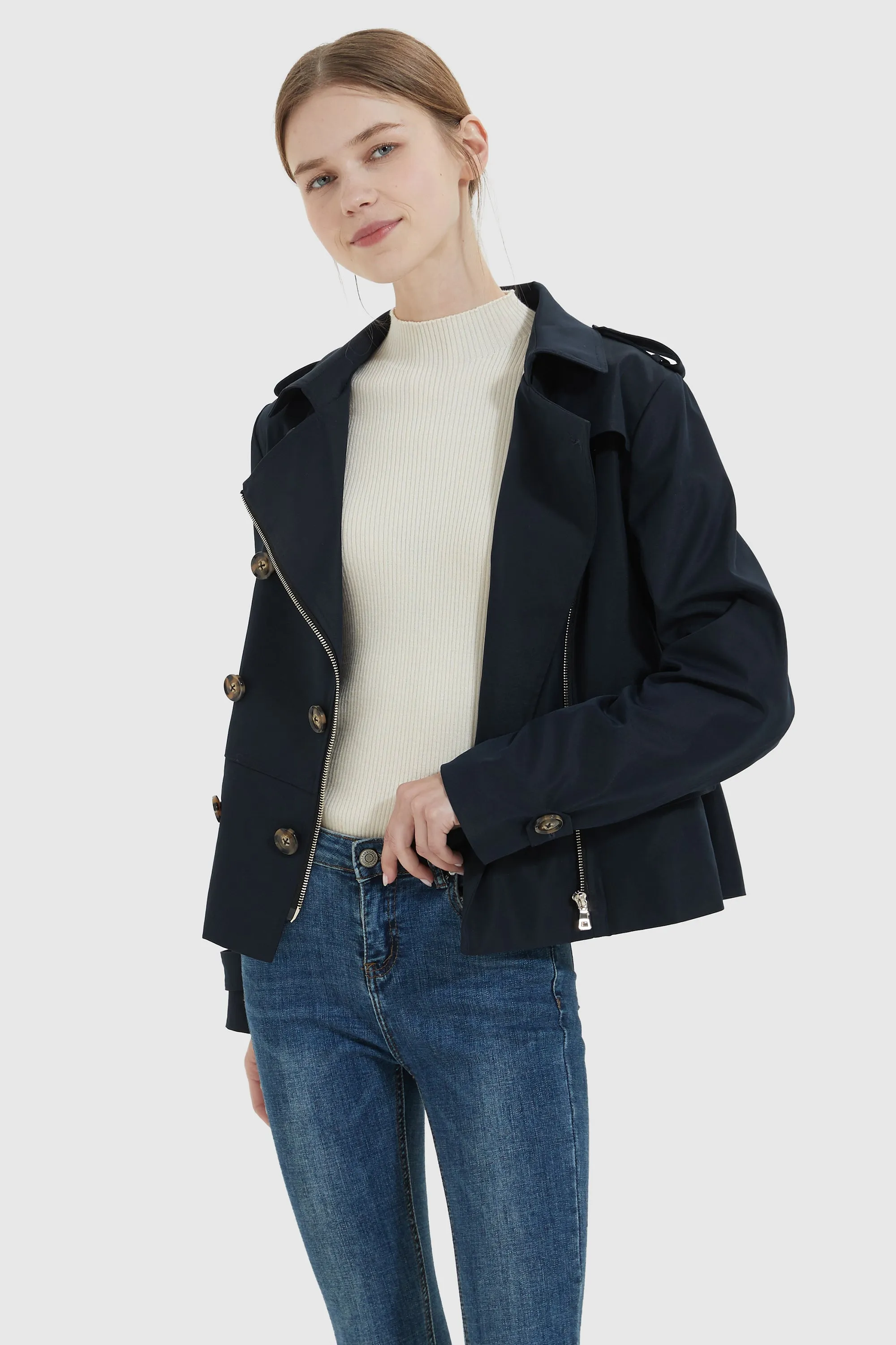 Short Double Breasted Trench Coat