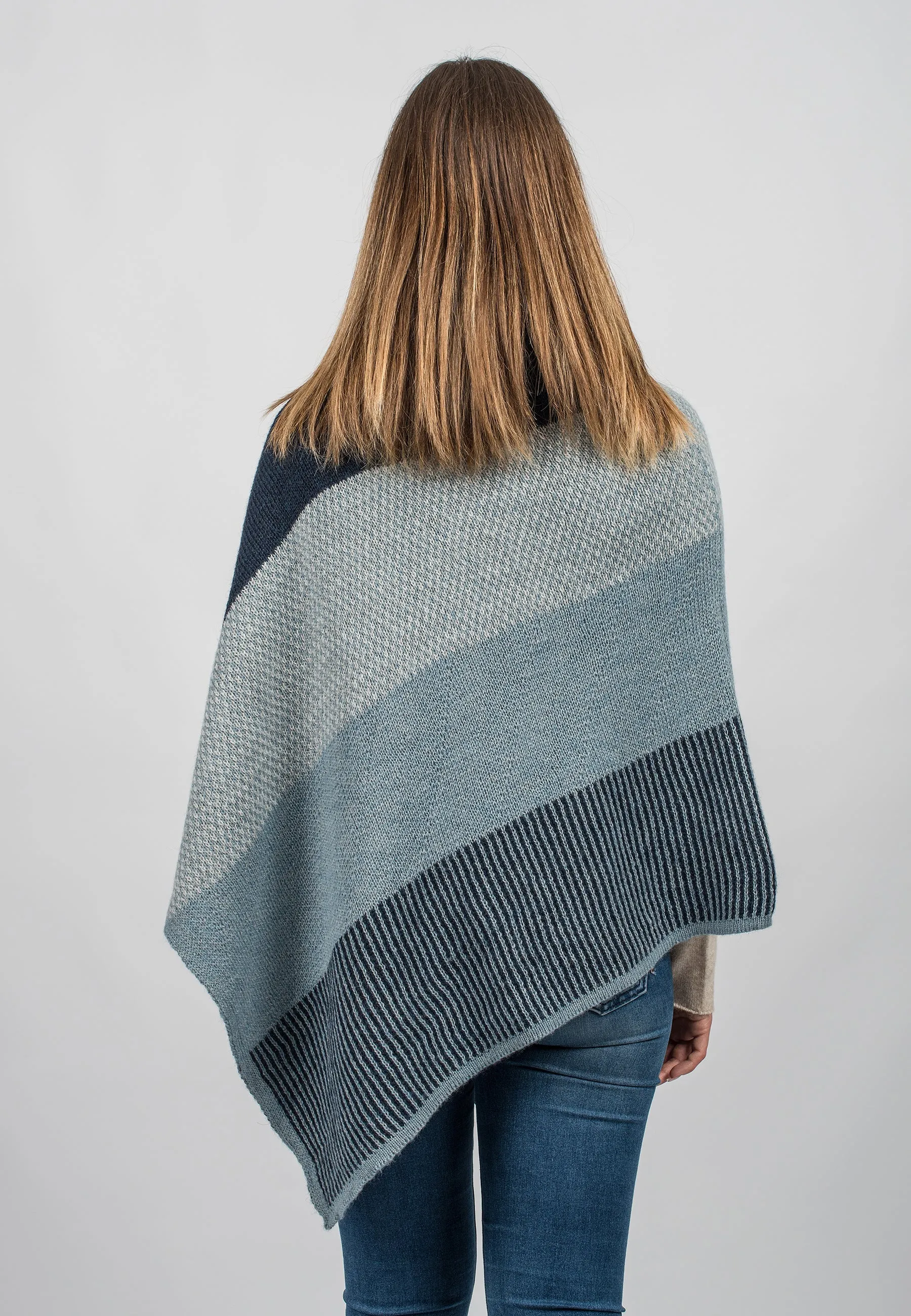 Striped turtleneck poncho