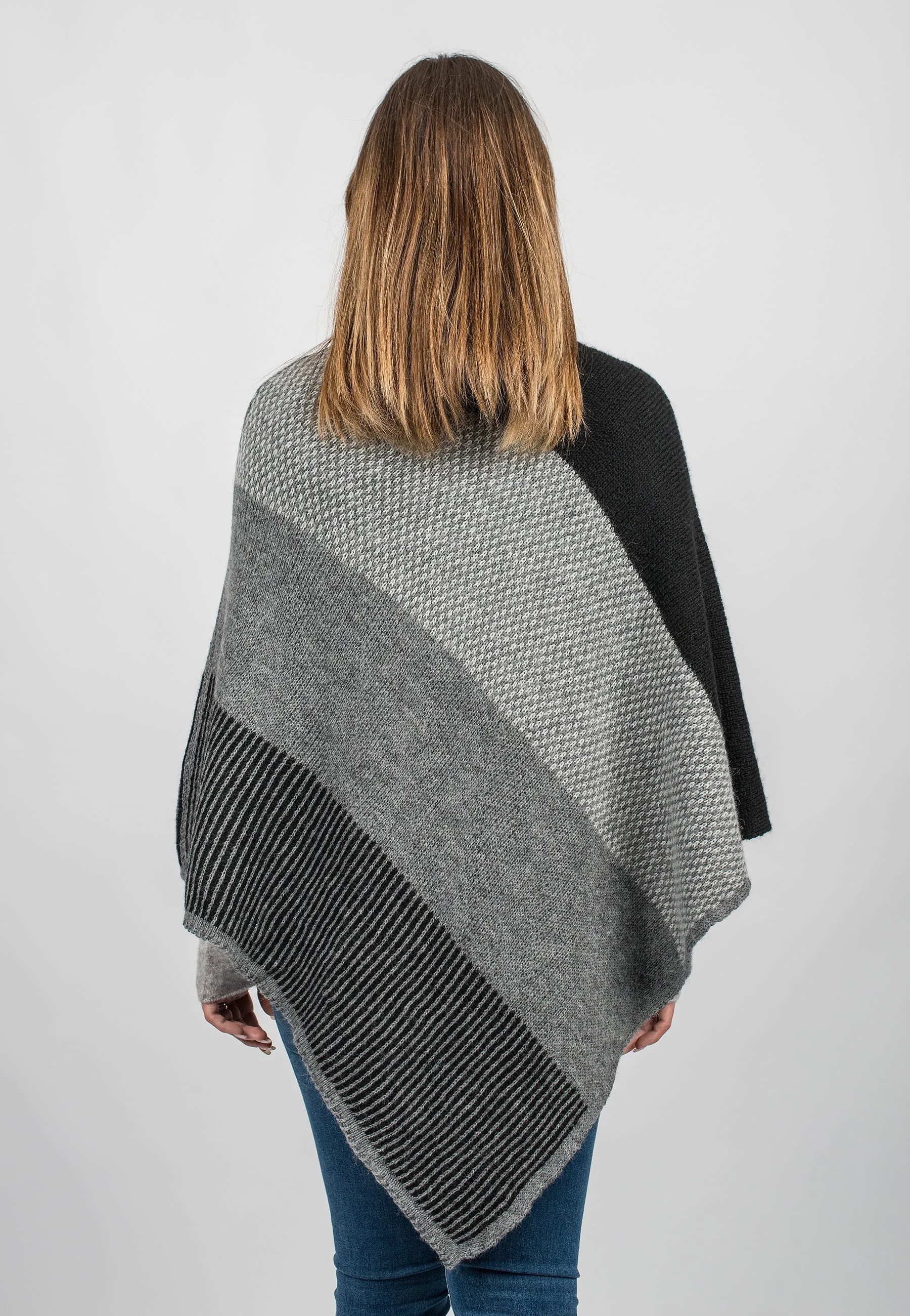 Striped turtleneck poncho