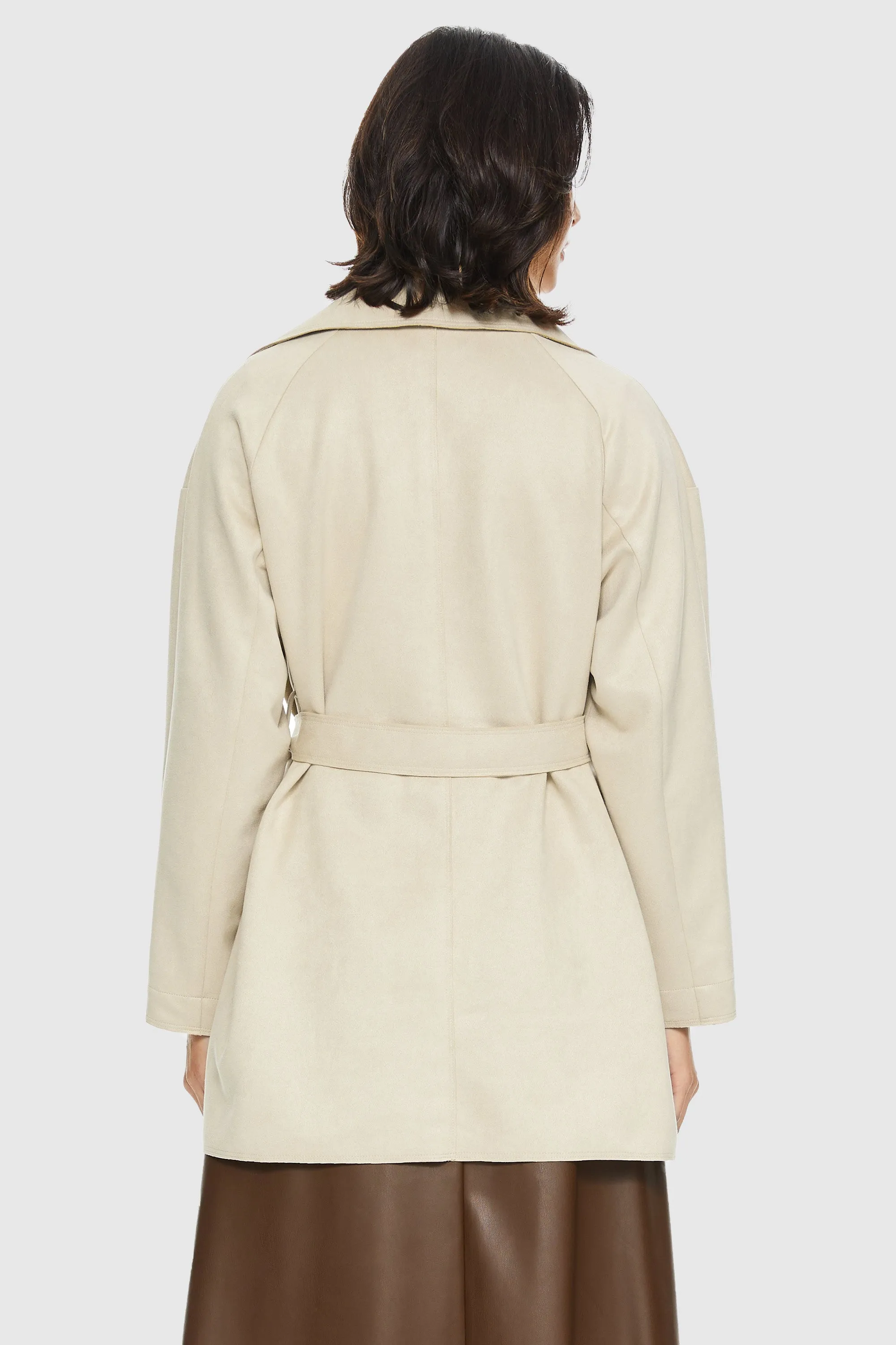 Stylish Faux Suede Lightweight Trench Coat