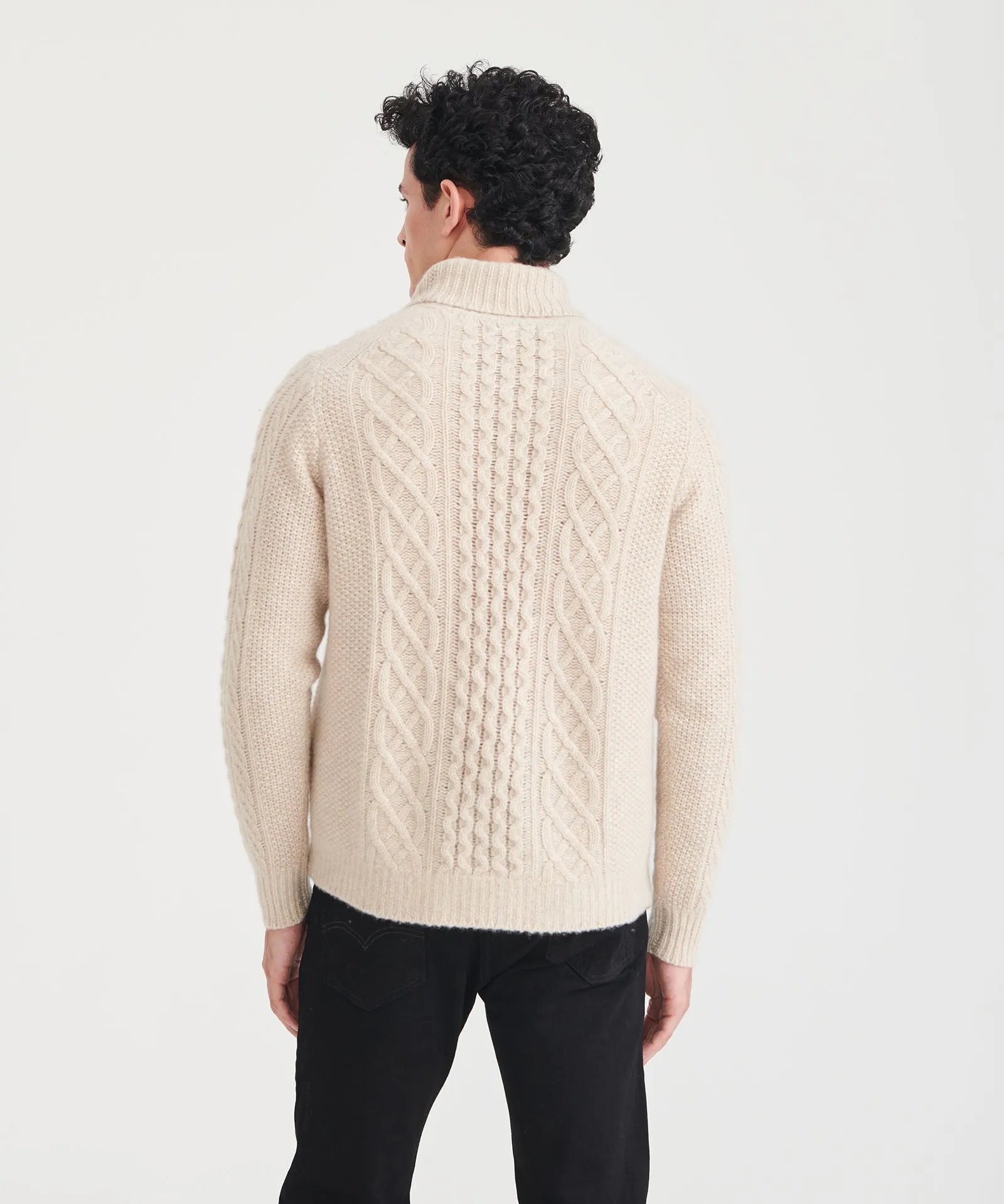 Super Luxe Cashmere Fisherman Cable Turtleneck