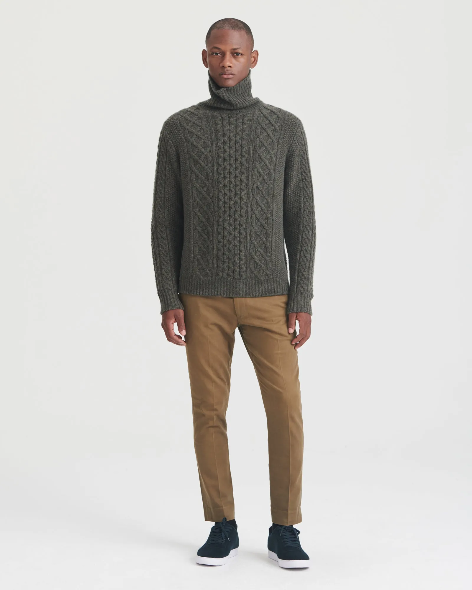 Super Luxe Cashmere Fisherman Cable Turtleneck