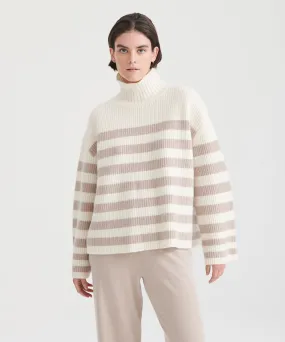 Super Luxe Cashmere Striped Turtleneck