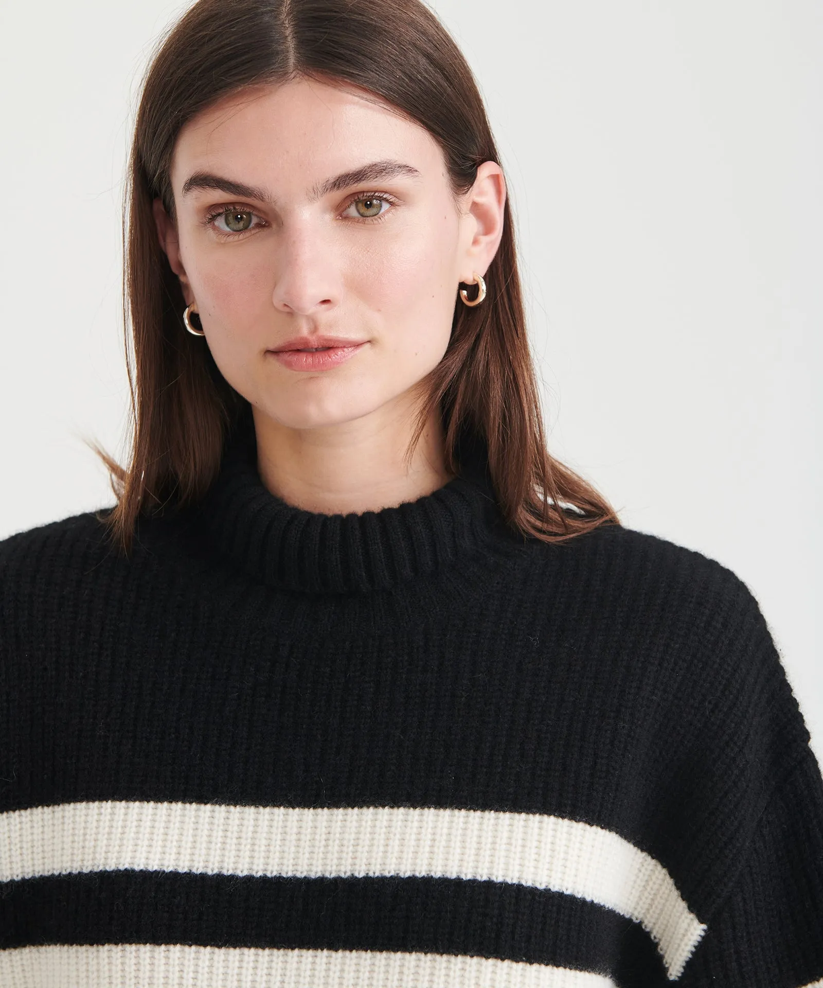 Super Luxe Cashmere Striped Turtleneck