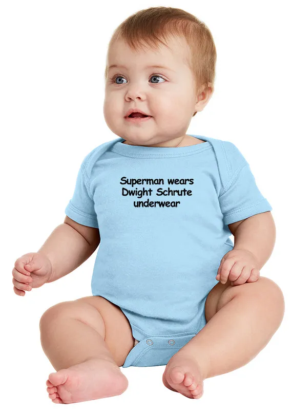 Superman Wears Dwight Schrute Underwear - Infant - Baby Bodysuit - The Office