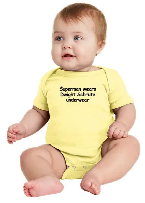 Superman Wears Dwight Schrute Underwear - Infant - Baby Bodysuit - The Office