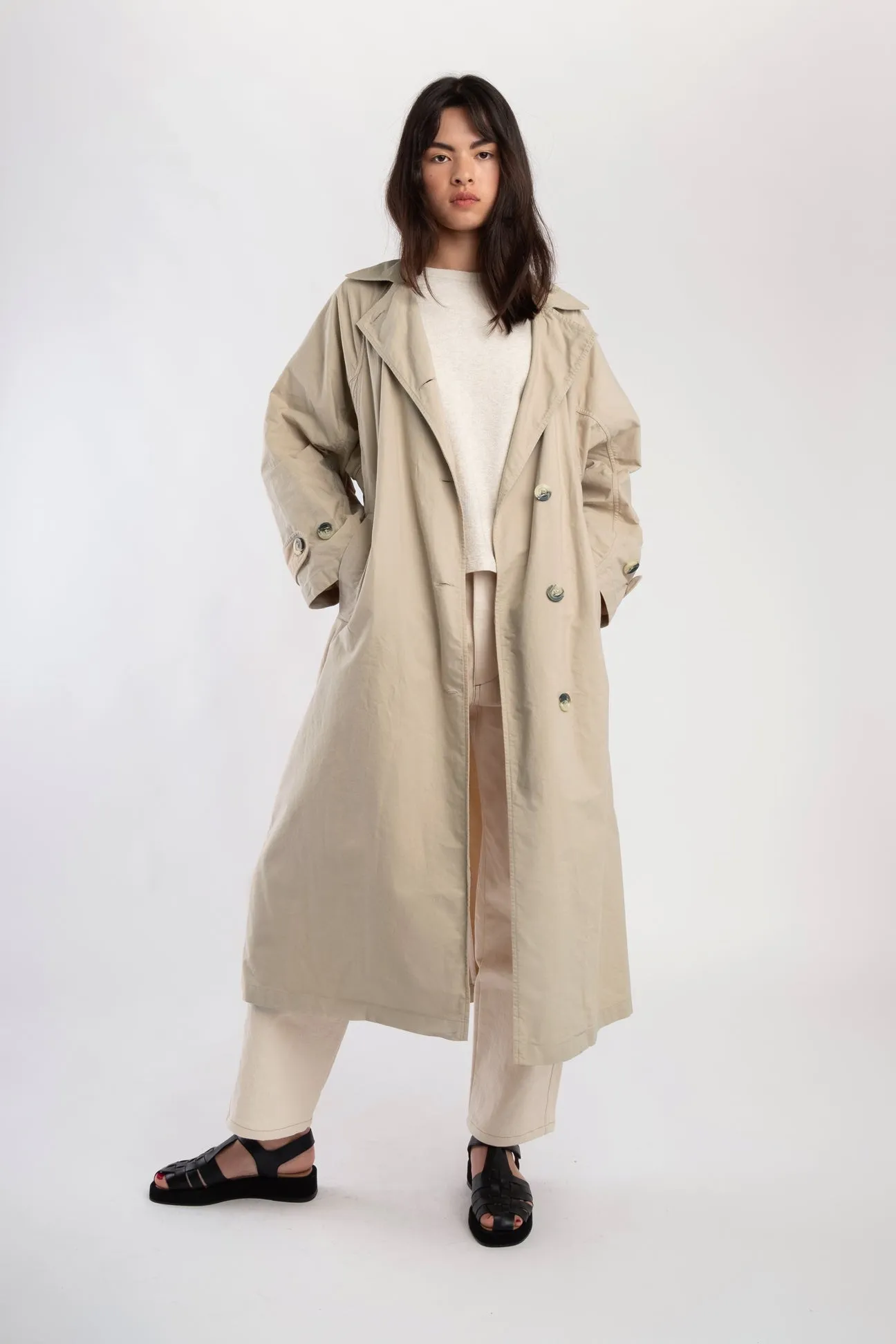 Taupe Seamed Trench