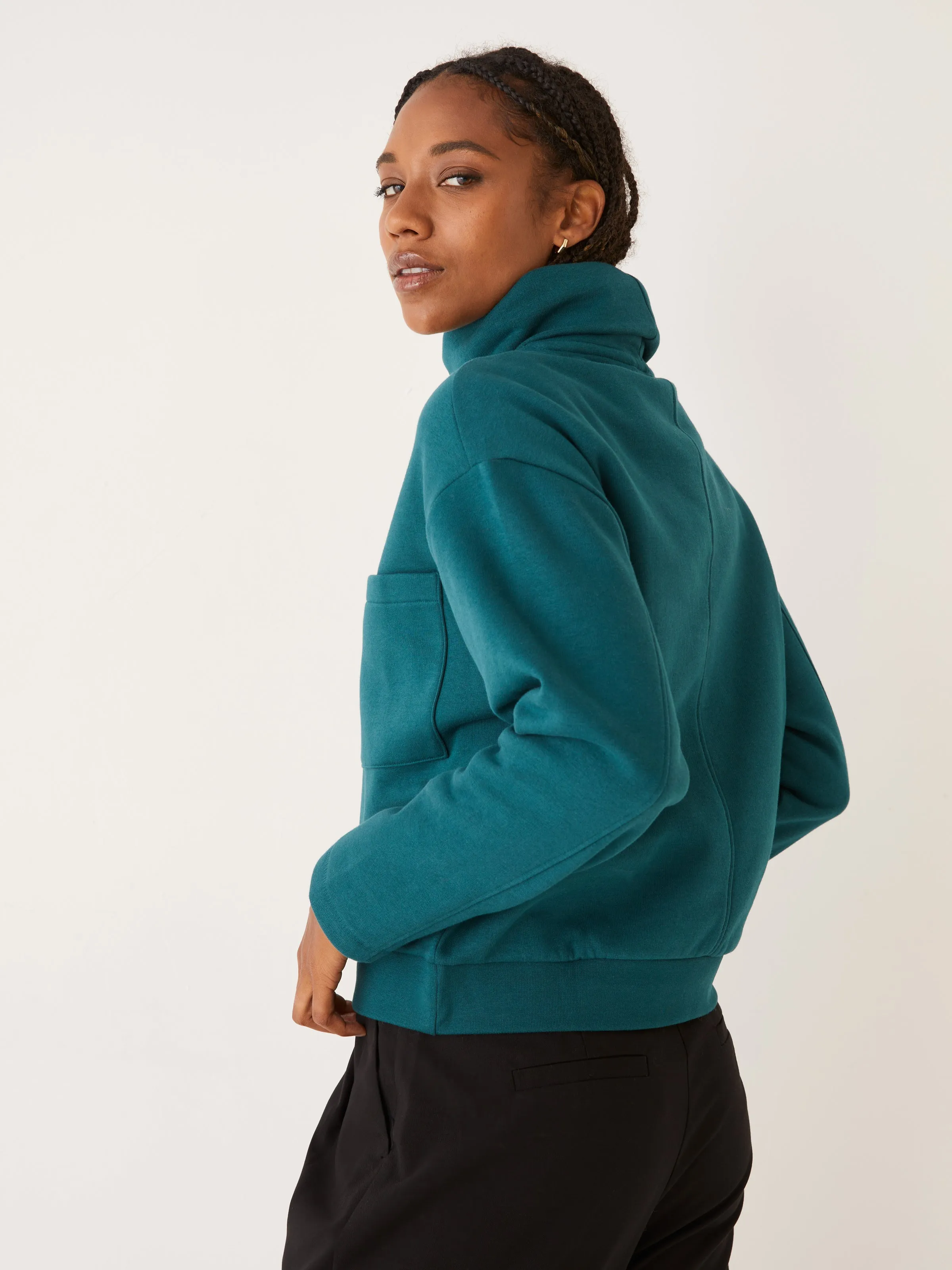 The Fleece Turtleneck in Deep Teal