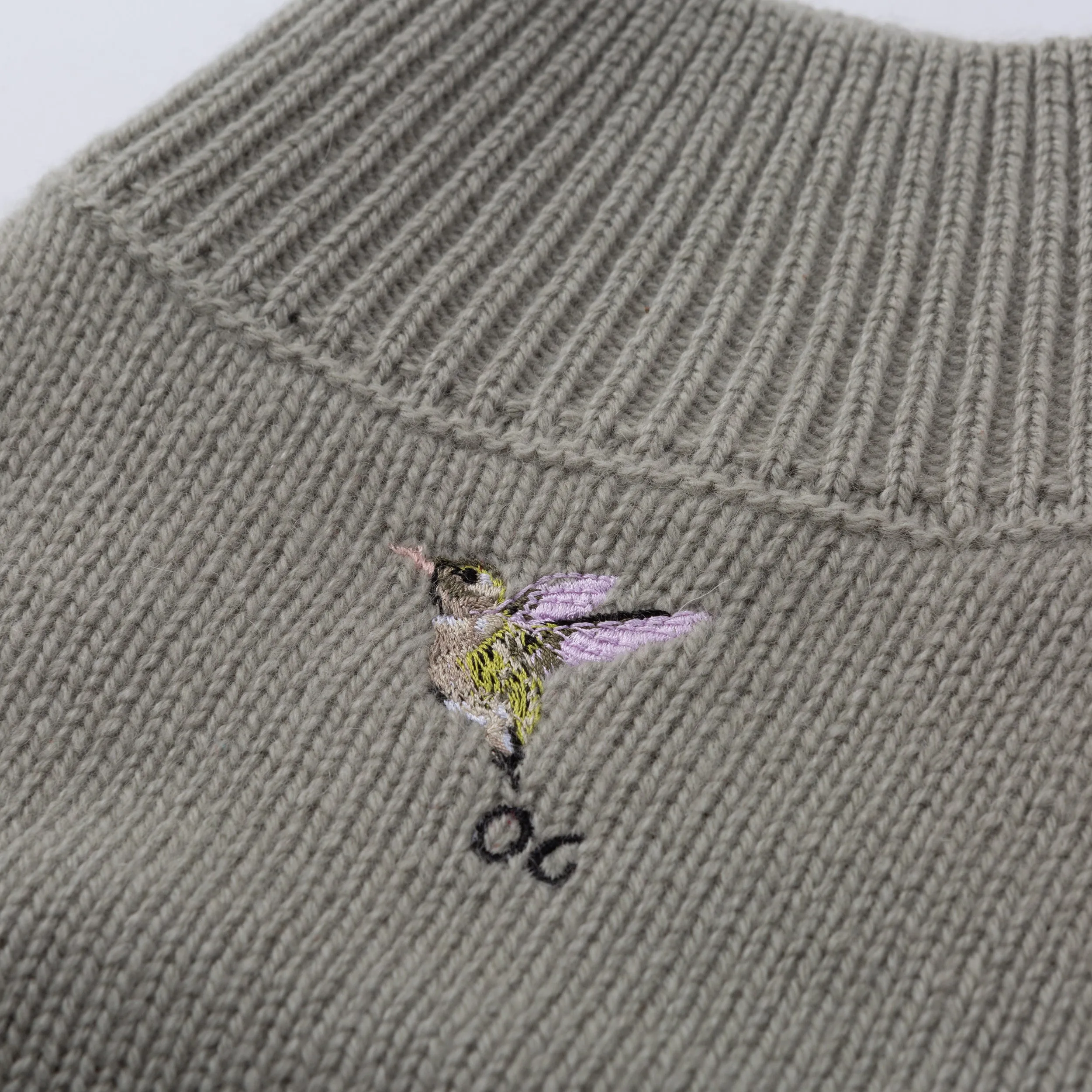 Turtleneck  Long Sleeve Jumper with Embroidey Bird