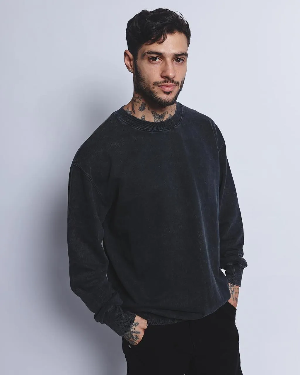 Washed Sweatshirt - Asfalto