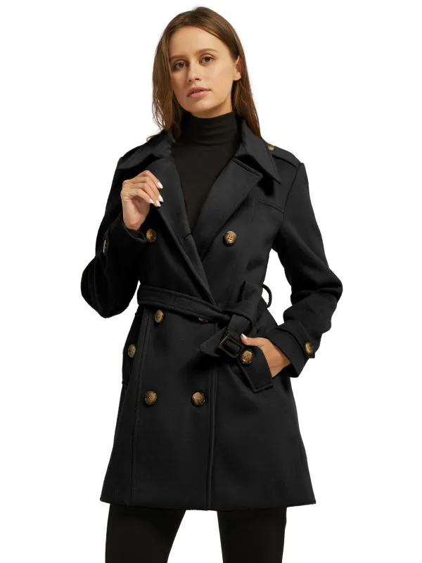 Women's Double Coat Mid-Long Winter Trench Coat33993