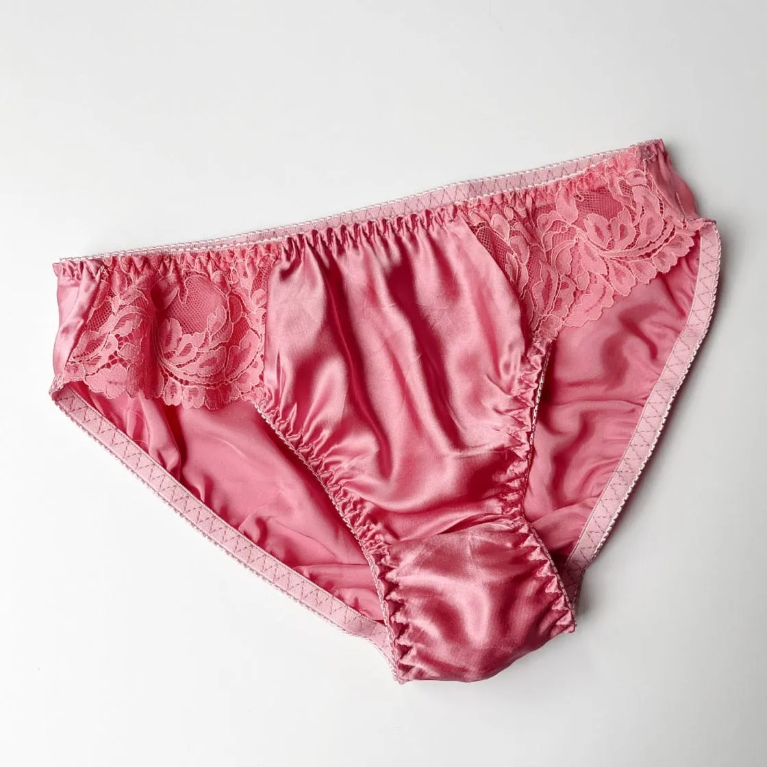 Women's silk underwear with scalloped lace | Watermelon, Spring Lavender, Fuschia