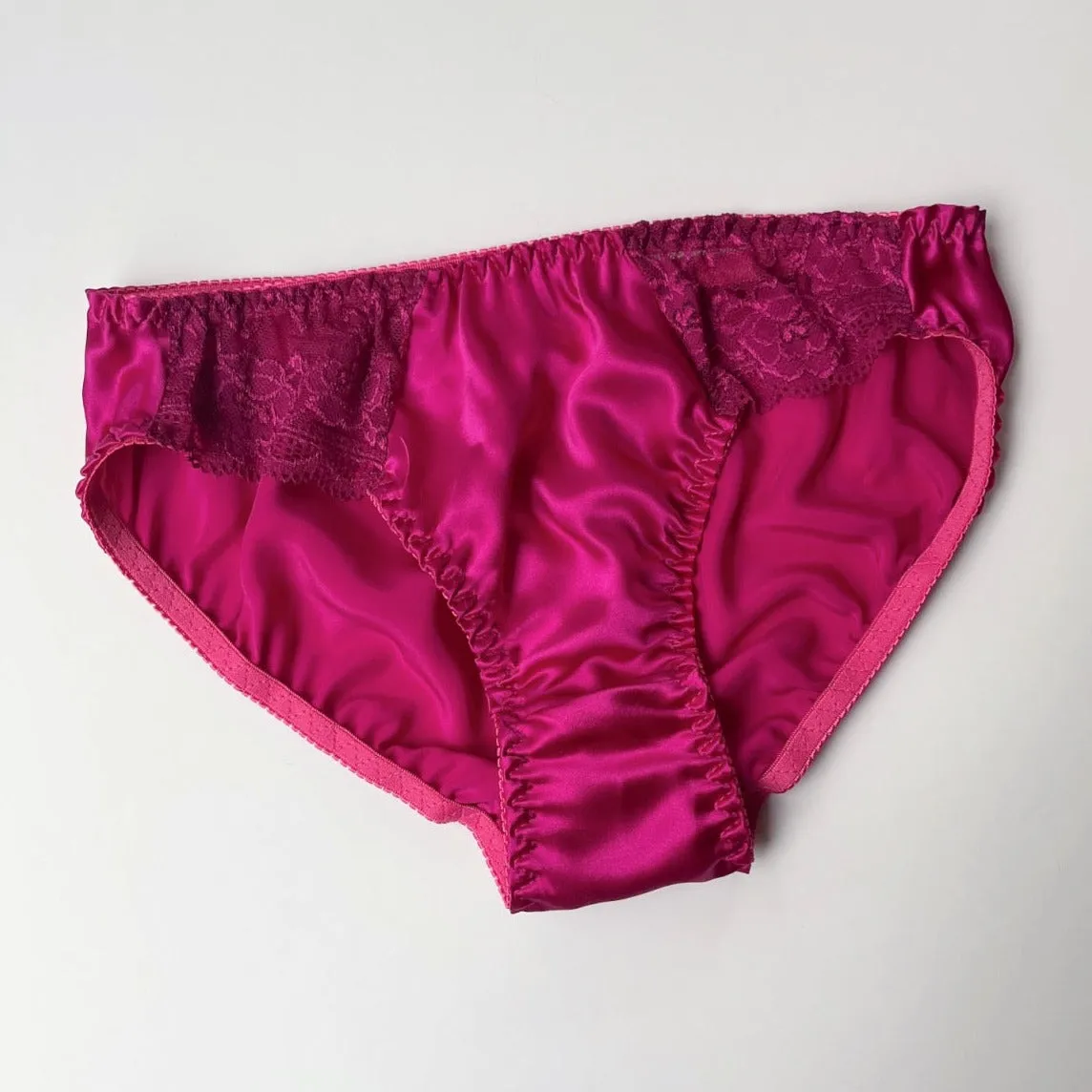 Women's silk underwear with scalloped lace | Watermelon, Spring Lavender, Fuschia