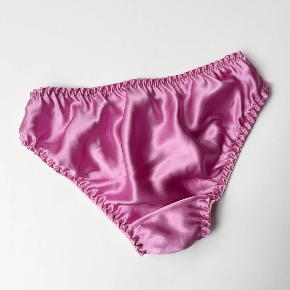 Women's silk underwear with scalloped lace | Watermelon, Spring Lavender, Fuschia